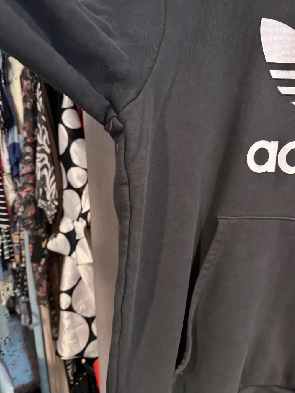 adidas Black Hoodie with White Trefoil Logo